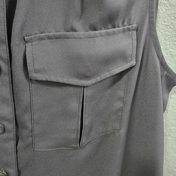 J.Crew Womens Sleeveless Blouse Size 4 Gray Utility Style Button Casual Top - Picture 11 of 11